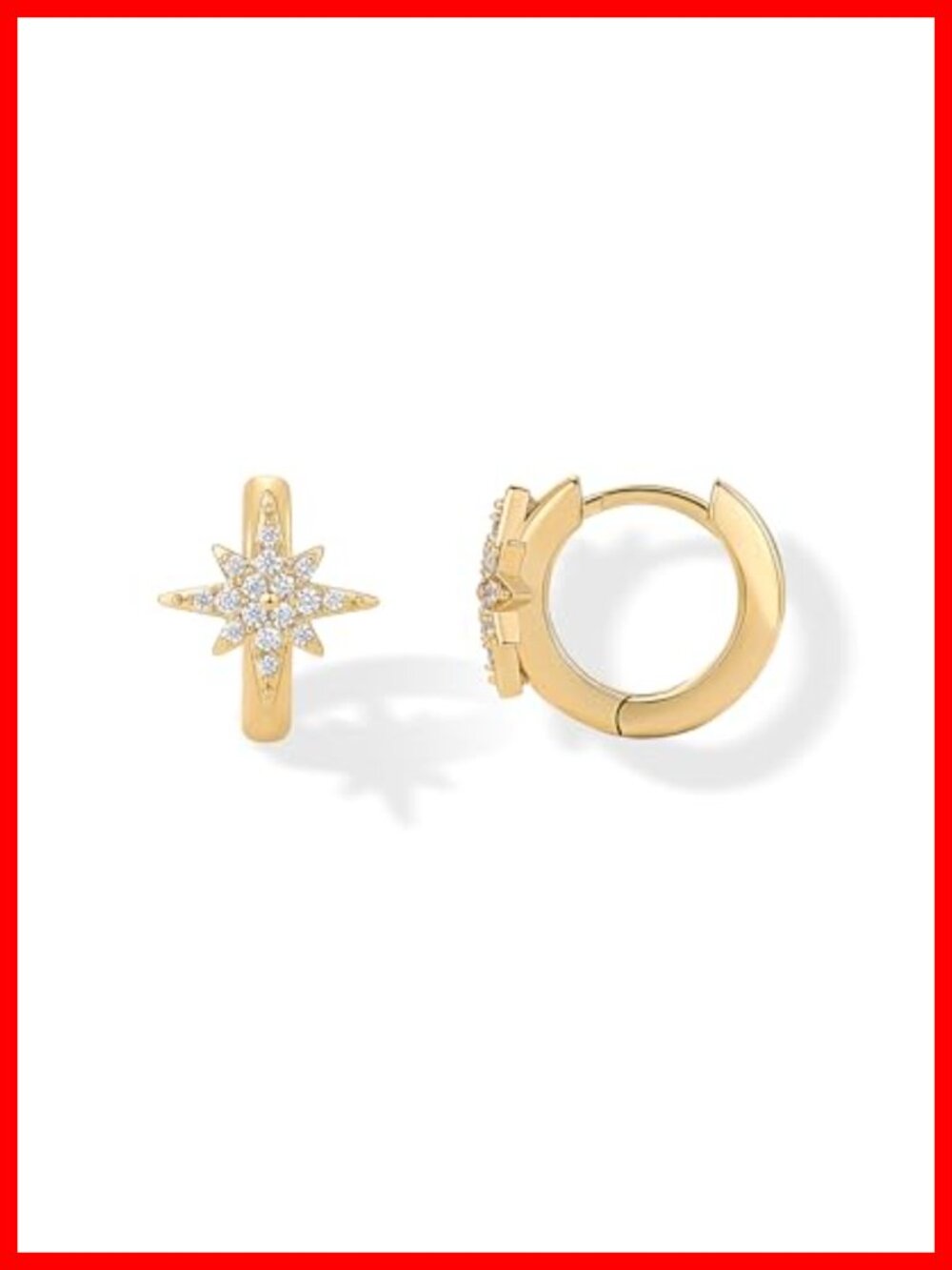 14K Gold Plated Small Huggie Hoop Earrings 925 Sterling Silver Posts CZ